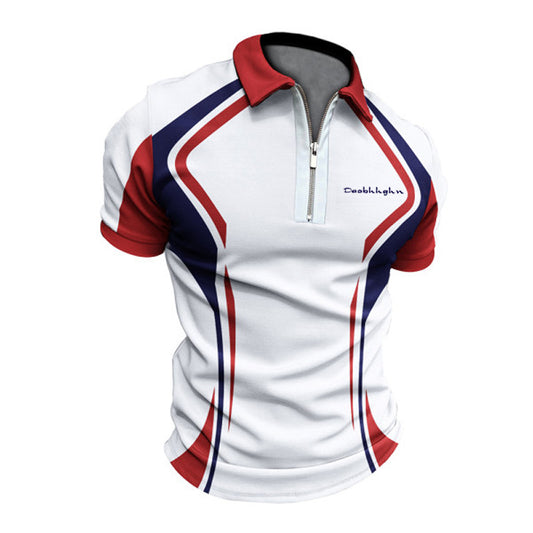 POLO Lapel Short-Sleeve Color Matching T-Shirt