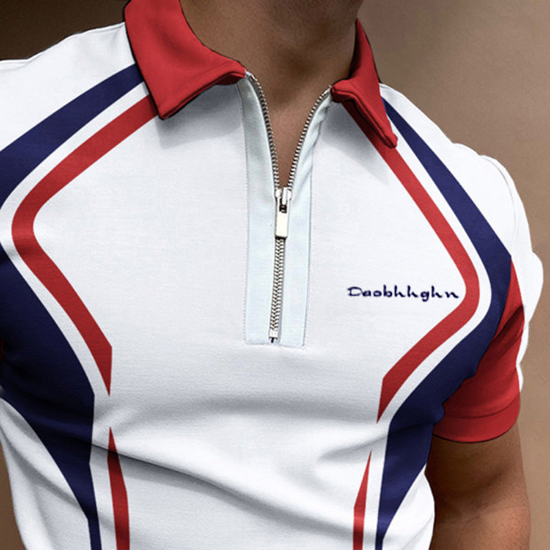 POLO Lapel Short-Sleeve Color Matching T-Shirt