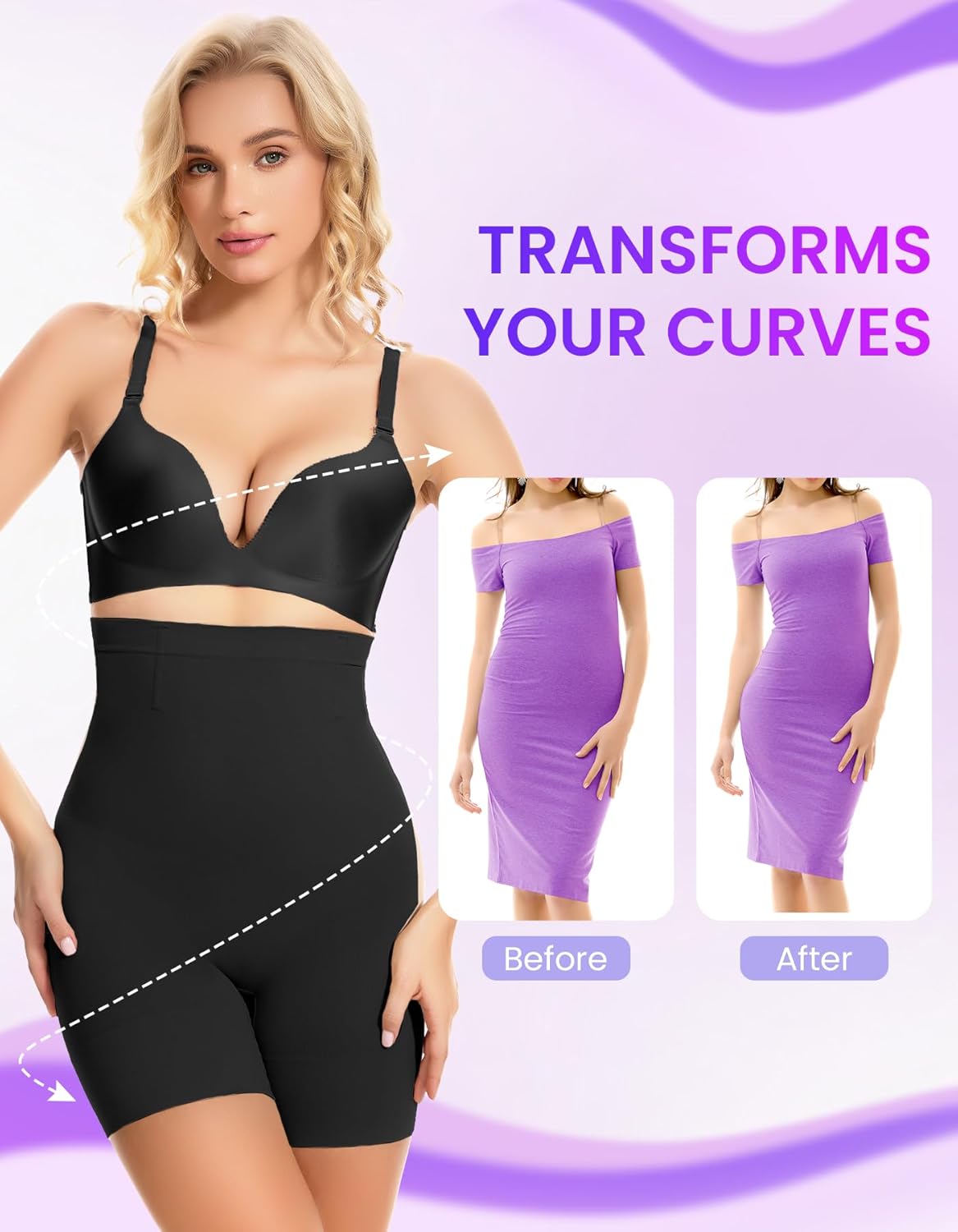 Shapewear Tummy Control Shorts for Women, 5-IN-1 Body Shaper High Waisted Girdle Boyshort Slip Short for under Dresses