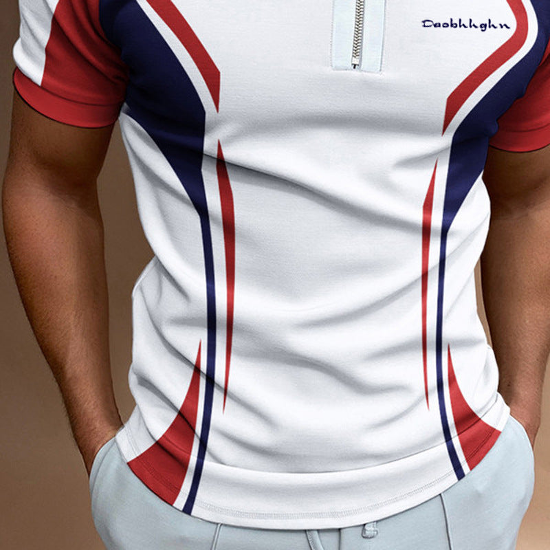 POLO Lapel Short-Sleeve Color Matching T-Shirt